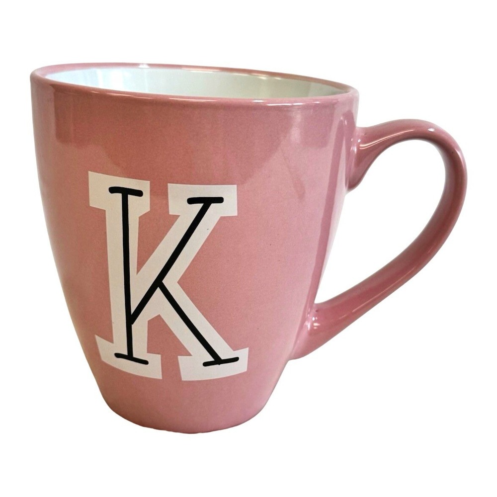 Five Below Oversized Pink Initial K Coffee Mug Large Monogram Letter Cup